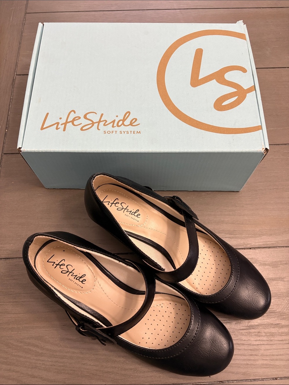 Life Stride Black Mary Jane Flat Shoes with Strap